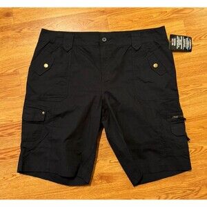 Roaman's Women's Plus Size Cargo Shorts 20W Black Classic Cotton Blend New